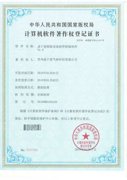 China Suzhou Since Gas Technology Co., Ltd Zertifizierungen